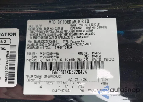 2016 Ford Mustang Gt Premium из США, поврежденный, VIN 1FA6P8CFXG5220494